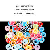 ปุ่มเย็บผ้าพลาสติก Scrapbooking เสื้อผ้าเสื้อผ้า DIY ตกแต่งรอบสีสุ่ม 4 หลุม 12mm 50 PCs 2019 ใหม่ Scrapbooking หัตถกรรม-Mumie