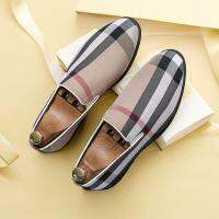 New Loafers for Men Gingham Round Toe Slip-On Handmade Business Men Dress Shoes Free Shipping Size 38-48