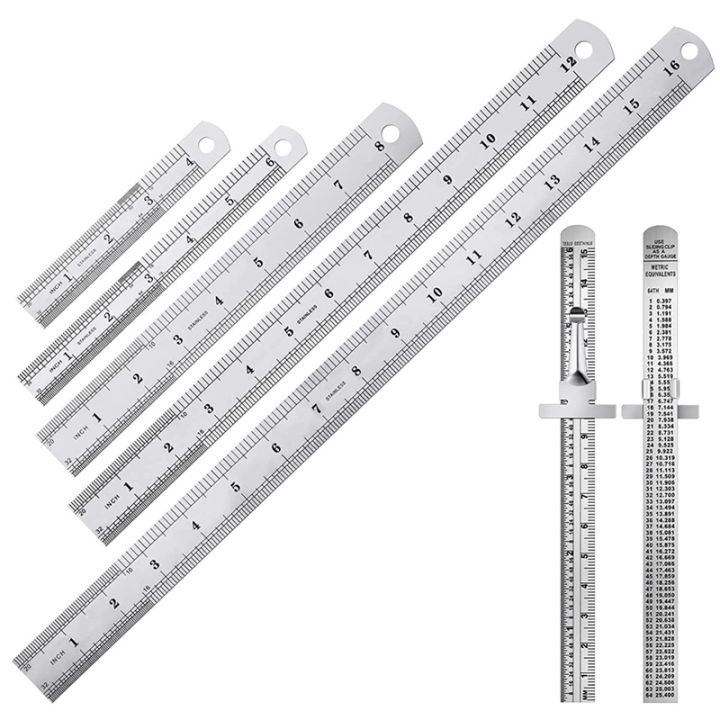 6 Pcs Metal Ruler 18 Inch School Rulers Drawing Child Office Carpentry