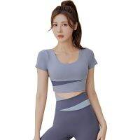 【YD】 Gym Leggings With Shirt Short Sleeve Patchwork Set Shorts Sets Sportswear Woman Workout