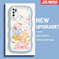 เคส JIUMOO สำหรับ VIVO Y30เคส Y50 Y30i ลายการ์ตูนสัตว์มีความสุขลายคลื่นขอบกันกระแทกแบบใสนิ่มเคสมือถือโปร่งใสลายกล้องถ่ายรูปฝาครอบป้องกันซิลิกาเจลที่สร้างสรรค์