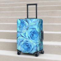 Blue Rose Print Suitcase Cover Flowers Design Practical Travel Protector Luggage Case Flight