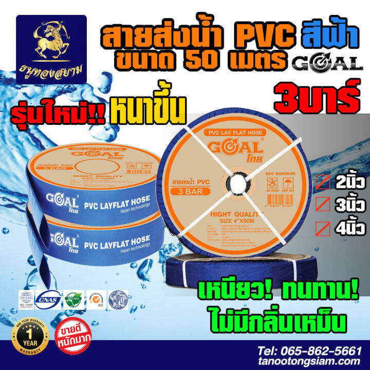 สายส่งน้ำ-pvc-สีฟ้า-ขนาด-2นิ้ว-3นิ้ว-4นิ้ว-โคตรเหนียว-ความยาว-50-เมตร-ใช้ในงานเกษตรทั่วไป-ทนแรงดันได้-3-บาร์