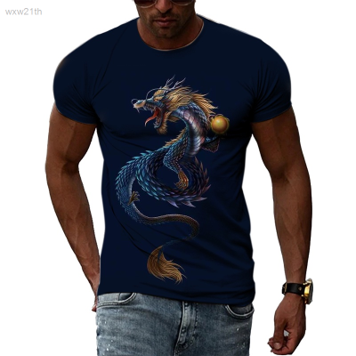 2023 Casual T-shirt Short Sleeve Round Neck Chinese Dragon 3d Printing Summer Fashion Hip Hop Style Mens T-shirt Unisex