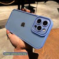 ☍❃ Bling glitter Metal camera lens ring camera protective clear armor case for iphone 13 12 11Pro Max shockproof bumper cover