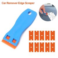 Car Double Edged Plastic Razor Lable Clean Razor Glue Remover Window Glass Clean Scraper Wrap Sticker Squeegee with 10Pcs Blades