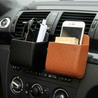 ✌✇ Car Organizer Box Bag Air Vent Hanging Case Pocket Faux Leather Car Mobile Phone Glasses Holder In Auto Interior Accessories