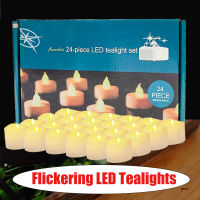 96-24 ชิ้น Flameless LED Tealights 200 ชั่วโมงแสงเทียนอิเล็กทรอนิกส์แบตเตอรี่สมจริงเทียนงานแต่งงานร้านอาหาร Deco-lflp