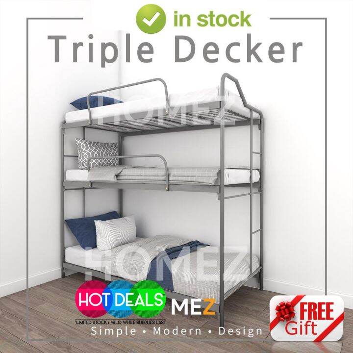 🇲🇾 🔥MADE IN MALAYSIA 3V Triple Decker Bed/ Heavy Duty Metal Bunk Bed
