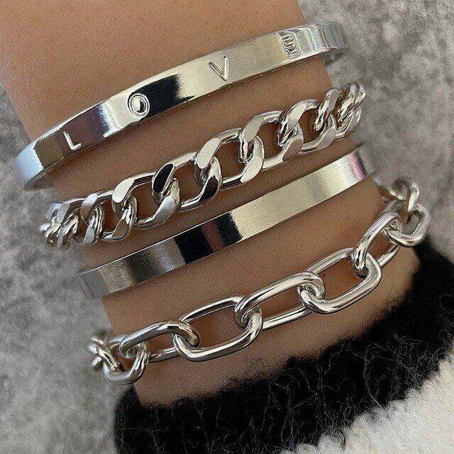 4pcs-new-man-bracelets-set-hiphop-pearls-chain-love-bracelet-women-jewelry-bracelet-teens-simple-fashion-ring-2022-new-trend