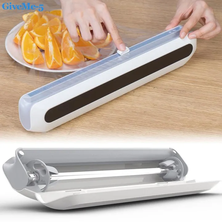 GiveMe-5 Magnetic Food Wrap Dispenser with Cutter Refillable Cling Film ...