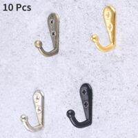 【CW】 10Pcs Zinc Alloy Door Wall Hooks Hanger with Screws Curved Buckle Horn Lock Clasp HookBlack/Gold/Silver/Bronze DRELD