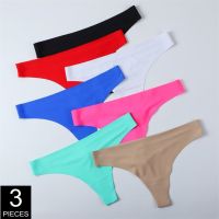 3 Pcs/Pack Ice Silk Womens Seamless Underwear Solid Low Rise Sexy Thong Ladies Sports Intimate G-string Panty S-XL