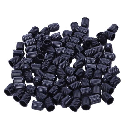 Set of 100 - Black Plastic Replacement Valve Caps. Cars, Trucks, Motorcycles, ATV. Schrader Tire Caps.