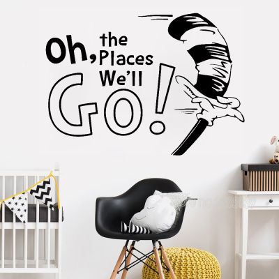 [COD] New Design Wall Sticker Quote Oh The Places You 39;ll Go Vinyl Mural Stickers Kids Room Poster LC420