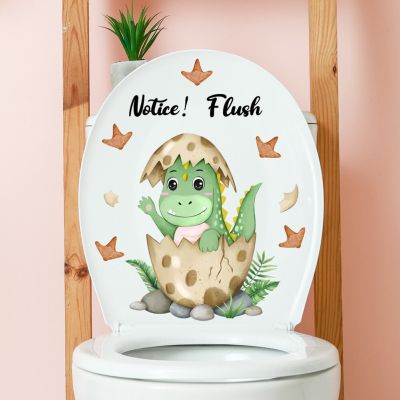 Cartoon Dinosaur Egg Wall Sticker For Kids Bathroom Decoration Mural Self-adhesive Shower Room Cupboard Home Decor Toilet Decals