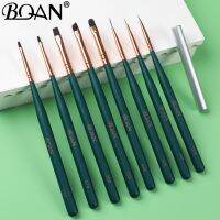 BQAN 8 Style Nail Art Painting Draw Brush with Metal Cap Professional Acrylic UV Gel Nail Polish Manicure Pen Liner Flat Round Artist Brushes Tools