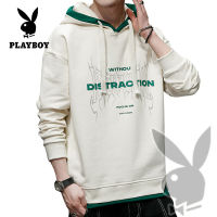 PLAYBOY สบาย ๆ เสื้อกันหนาวหลวมมีแนวโน้ม ที่จะพิมพ์เสื้อกันหนาวแขนยาวนักเรียนฤดูใบไม้ร่วงมีฮู้ด