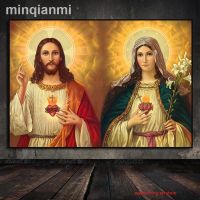 Janmary และ Jesus โปสเตอร์หัวใจศักดิ์สิทธิ์พิมพ์ผ้าใบวาดภาพจิตรกรรมฝาผนังศาสนาคริสต์รูปภาพศิลปะผนังห้องนั่งเล่นตกแต่งบ้าน