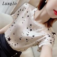 Luxqlo เสื้อยืดคอกลมแขนสั้นพิมพ์ลายแฟชั่น,เสื้อลำลองสำหรับผู้หญิง