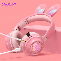 Flashing LED Cute Rabbit Ears Headphones Bluetooth Wireless Headset with Extend Mic TF Kid Girl Stereo Music Earbud Earphon Gift