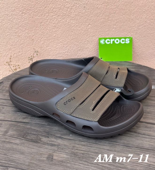 รองเท้าแตะ-crocs-outlet-yukon-slide-for-men-รองเท้าแตะผู้ชาย-crocs-ผู้ชาย-รองเท้าหุ้มหนัง-สำหรับผู้ชายรองเท้าเบาพื้นนิ่ม-ใส่สบาย