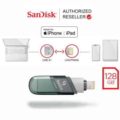 SanDisk iXpand Flash Drive Flip 128GB 2 in 1 Lightning and USB A 3.1 (SDIX90N-128G-GN6NE) OTG Flashdrive แฟลชไดร์ฟ 2 หัว สำหรับ iPhone iPad ไอโฟน ไอแพด รับประกัน Synnex 2 ปี