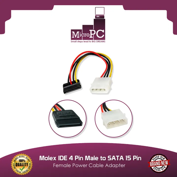Molex IDE 4 Pin Male to SATA 15 Pin Female Power Cable Adapter | Lazada PH
