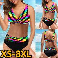 【CC】2023 New Summer Womens New Design Printed Swimsuit Womens Sexy Swimsuit Fashion Loose High Waist Beachwear Two-piece Bikini