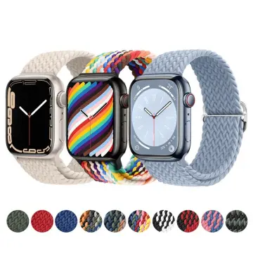 Braided Solo Loop for Apple Watch Band 44mm 40mm 45mm 41mm 38mm 42mm  Elastic Nylon Belt Bracelet iWatch Serie 3 4 5 SE 6 7 -Black and White