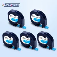 5PK 12mm Label Tape for Dymo Letratag Tape 91205 91225 91335 Black on Blue Ribbon Fit Dymo Labeller Dymo Labeling Machine LT100H