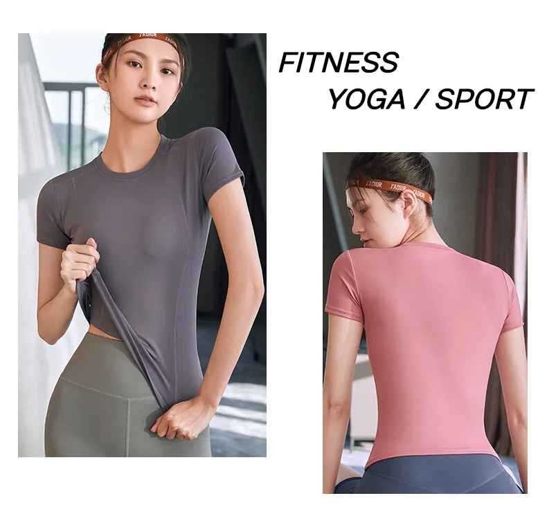 VIRENE Women Yoga Shirt Fitness Sports Slim Clothes Mesh Sportswear Gym  Tops T-Shirt for Ladies Quick Dry Short Sleeve Zumba Shirt 瑜伽上衣 Ready Stock  322001 - Virene Collection