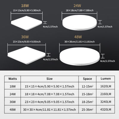 Round Square LED Ceiling lights 18W 24W 36W 48W For Bedroom Lighting Fixture Led Panel Lamps For Living Room kitchen Foyer