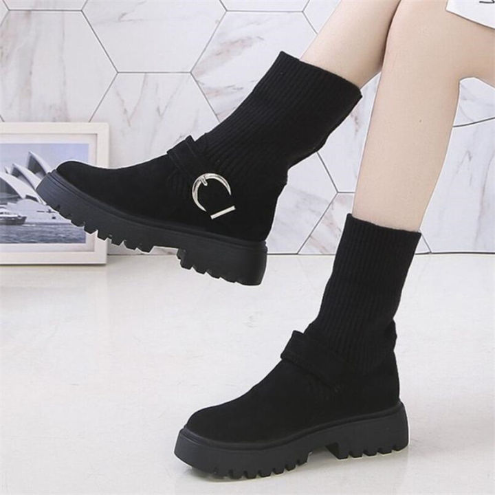new-fashion-platform-winter-boots-women-shoes-black-martin-boots-suede-leather-slip-on-ankle-boot-buckle-botas-mujer