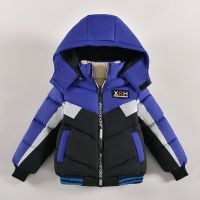 2023 Keep Warm Boys Jacket Autumn And Winter Alphabet Fashion Boys Coat Hooded Zipper Baby Outerwear 2 3 4 5 Years Kids Clothes