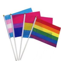 Rainbow LGBT flag Hand Waving  flag Gay Pride 14x21cm Bisexual Tans gender Pan sexual Flags And Banners Without Flag Poles