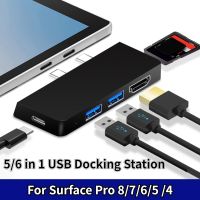 For Microsoft Surface Pro 8 7 6 5 4 Hub 5/6 in 1 USB Docking Station with 4K HDMI-compatible USB 3.0 Memory Card Slot Reader USB Hubs