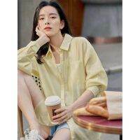 เสื้อกันแดดแขนยาวสำหรับผู้หญิง,เสื้อใส่นอกบ้านสไตล์ขี้เกียจทรงหลวมสามารถใส่ได้สีทึบเสื้อสตรีแฟชั่นยอดนิยมฤดูร้อน