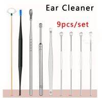 9pcs/set Portable Ear Cleaner Ear Wax Pickers Stainless Steel Spiral Earpick Wax Remover Curette Ear Cleaning Spoon Care Tool