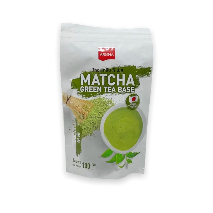 aroma-ชาเขียว-ผงชาเขียว-ชาเขียวมัทฉะ-matcha-green-tea-base-มัทฉะกรีนทีเบส-100-กรัม-ซอง