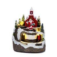 Christmas Village House Music LED Lighted House Table Figurine with Moving Train