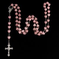 Catholic porcelain white love rosary prayer necklace Mary blessing heart-shaped beads
