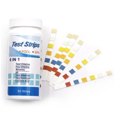 50 Pcs Water Quality 6-In-1 Swimming Pool Test Paper Residual Chlorine PH Value Alkalinity Hardness Test Strip A Bottle Inspection Tools