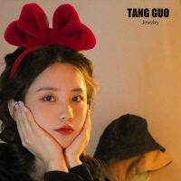 [COD] New Years red velvet bow headband womens new fugitive princess net same style high-end headwear