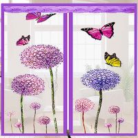 【CW】 Colorful Dandelion Butterfly Bedroom Door Window Mesh Screen Zipper Opening Yarn Fly Anti Mosquito Net Curtain Removeable