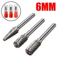 1Pcs 6mm Shank ทรงกระบอกตัดทังสเตนคาร์ไบด์โรตารี่เสี้ยนตัดตายเครื่องบดบิต 1/4－ไฟล์โรตารี่เครื่องมือไฟฟ้า อุปกรณ์เสริมเครื่องมือ