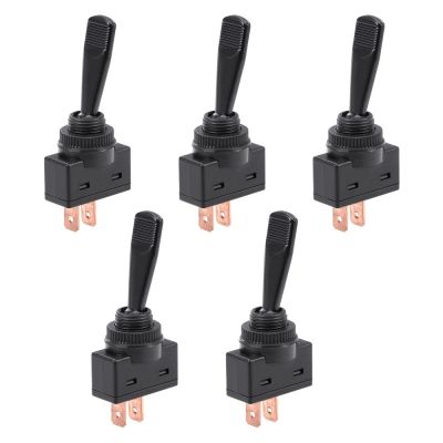 UXCELL 5Pcs SPST Latching Rocker Toggle Switches 20A 12V 2/3P ON OFF Flat Rod Black or Red LED Light Switch Accessories Supplies