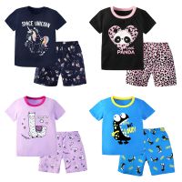 Summer Girls Clothes Boys Cartoon Pajama Suits Toddler Sheep Panda Print Pyjamas Baby Nighty Clothing Homewear Kids Sleepwear