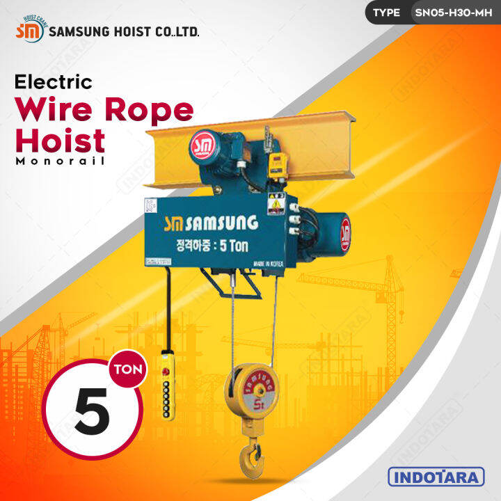 Electric Wire Rope Hoist 5 Ton Samsung Hoist SN05H30MH Lazada Indonesia