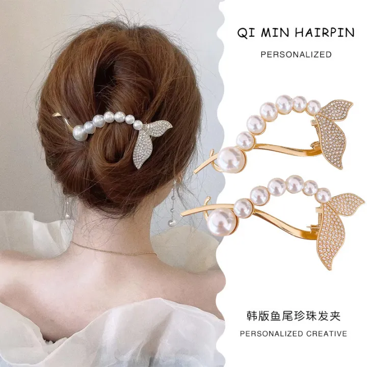 Korean S Shaped Cross Styling Fishtail Hair Clips Hairpins Fashion Diamond  Crystal Pearl Sweet Ponytail Clip Metal Barrettes Hairgrips Headwear for  Women Hair Hold Accessorie | Lazada PH